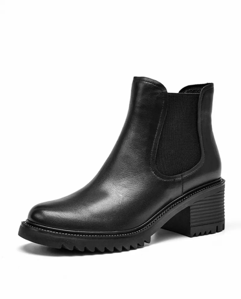 Beautoday Stivaletti Donna Pelle di Mucca Tacco Alto Chelsea Stivali Fascia Elastica Slip On Scarpe Da Donna Fatte A Mano 03900a