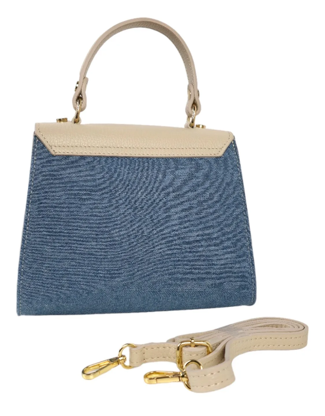 Borsa a mano in jeans e pelle