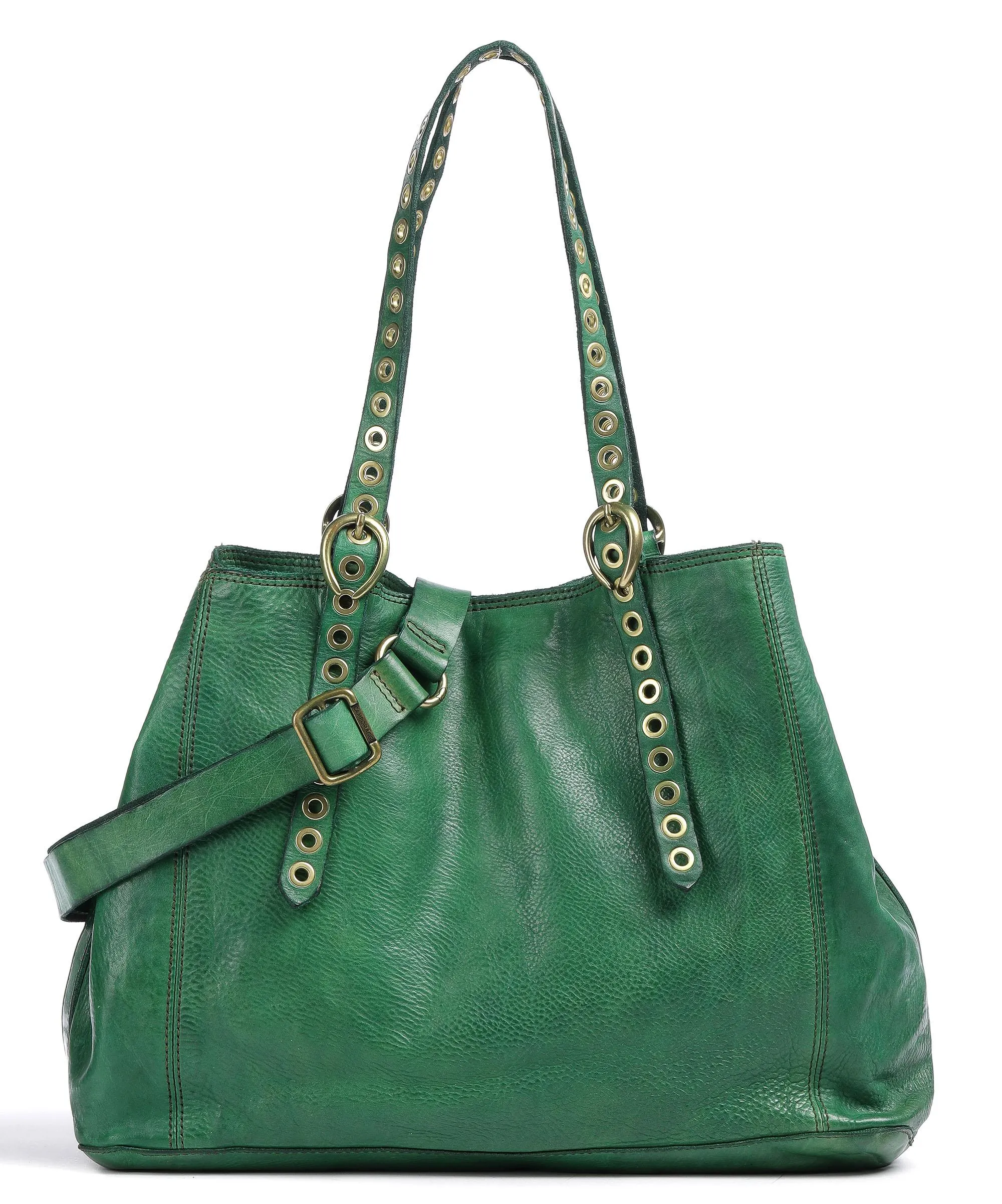  Campomaggi Borsa shopper pelle di vacchetta finemente grana verde  