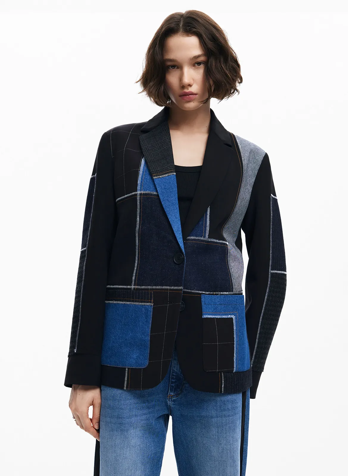  DESIGUAL   Giacca da tailleur patchwork | Nero