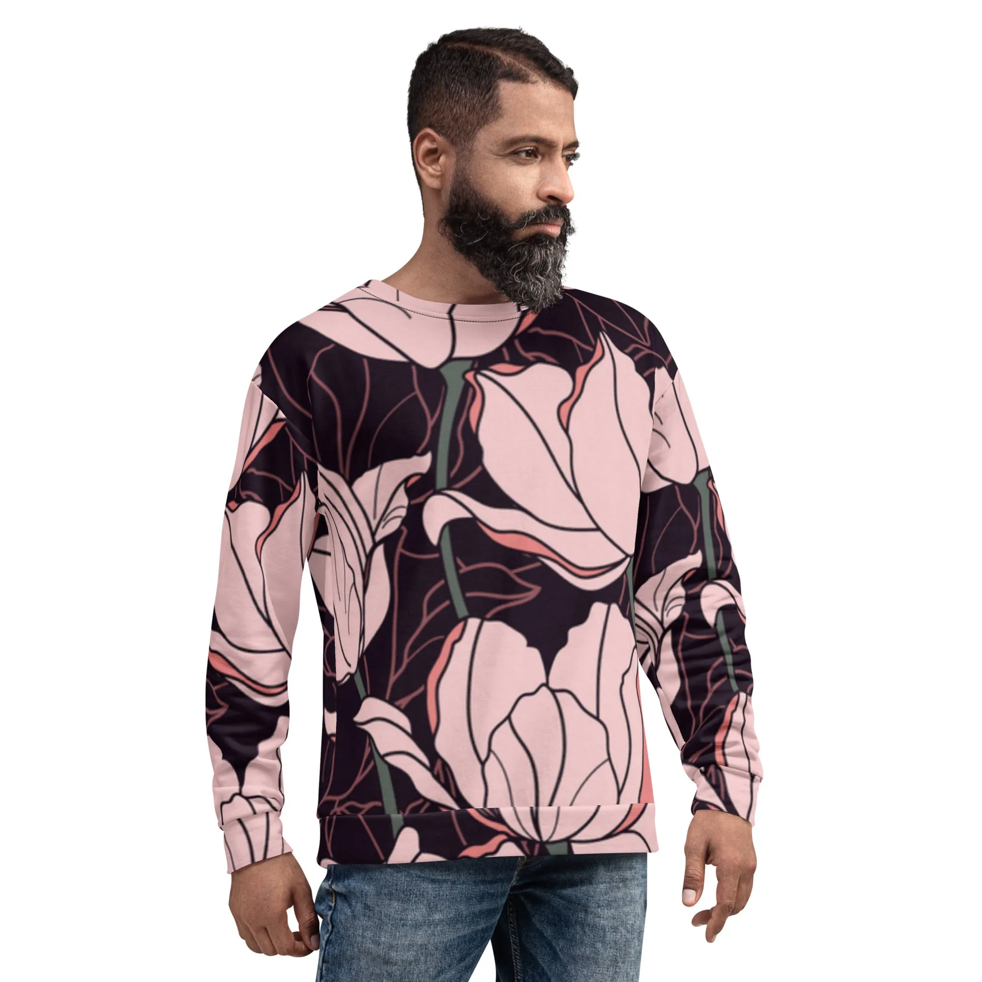 Felpa unisex con tulipani rosa