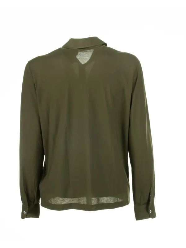 Green long-sleeved shirt
