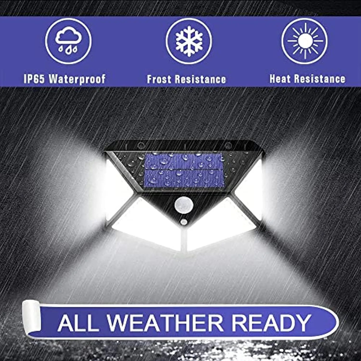 Luce solare da esterno IOTSES 100LED 2200mAh 3 modalità con sensore di movimento 270 da quattro lati IP65 Faretto impermeabile p