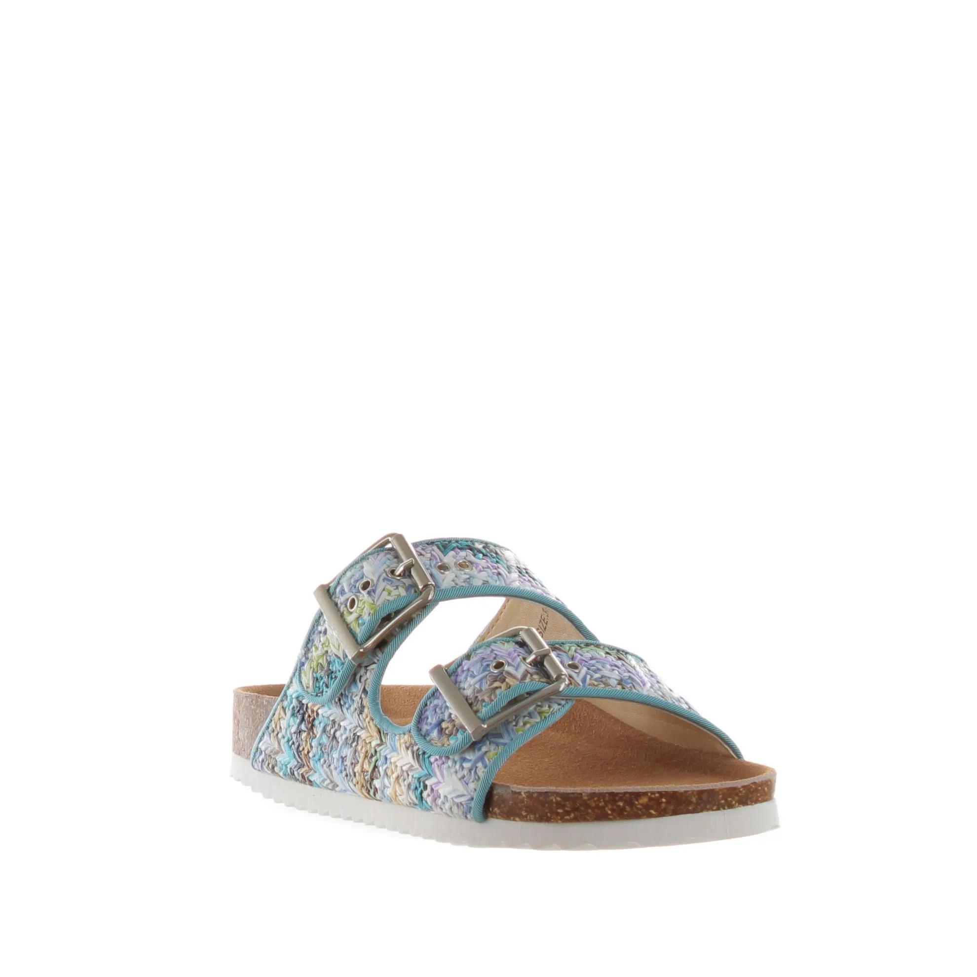 Sandalo in raffia con doppia fibbia