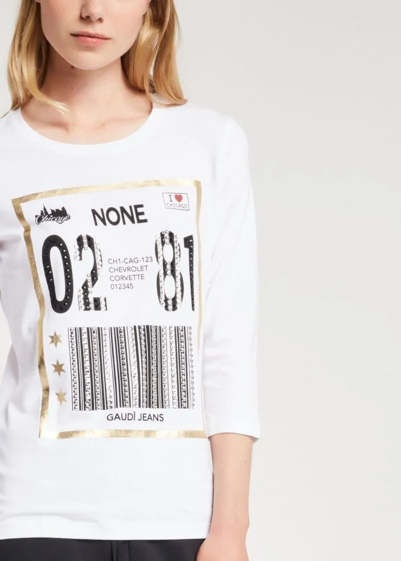 T-shirt con maniche a tre quarti
